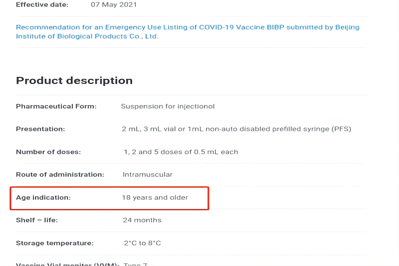 Significant Progress! WHO Extends the Recommended Age of Use of COVID-19 Vaccine (Vero Cell), Inactivated of SINOPHARM CNBG Beijing Institute of Biological Products Co., Ltd. to Over 60 Years Old